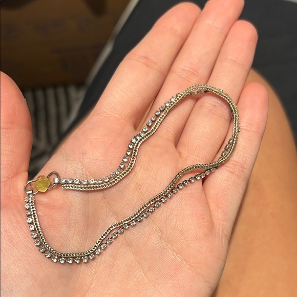 Dainty Tennis Silver and Gold Anklet - Picture 3 of 3